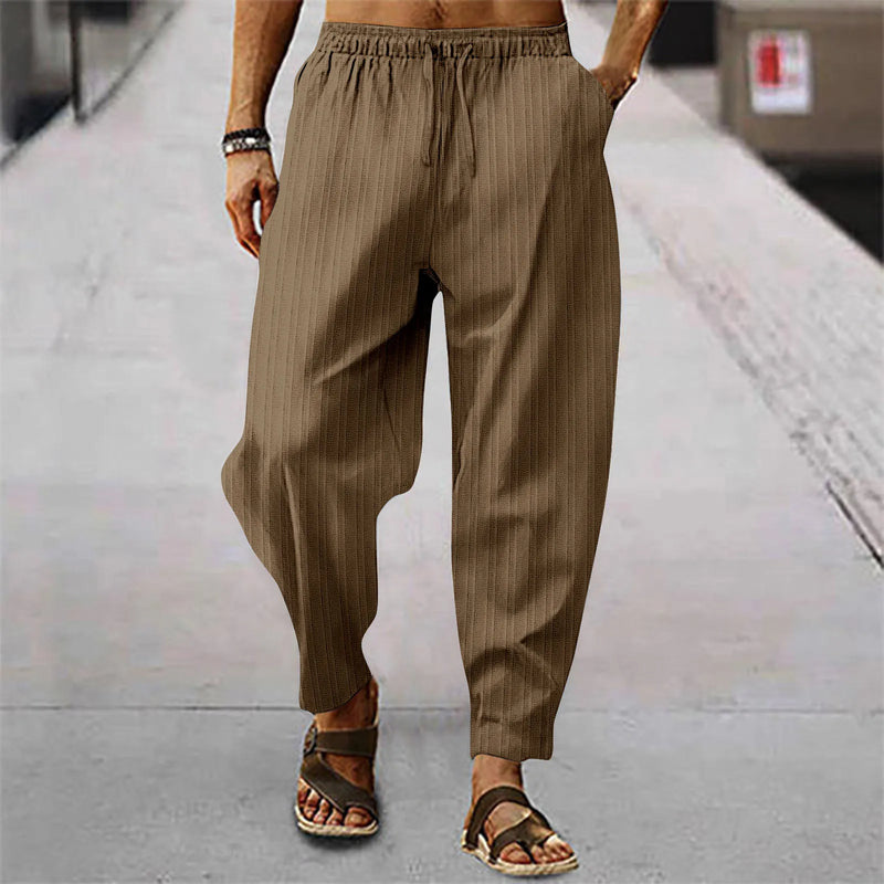 Calça de bezerro com listra de algodão respirável masculina, estilo hip-hop, casual esportiva, bezerro, verão, nova