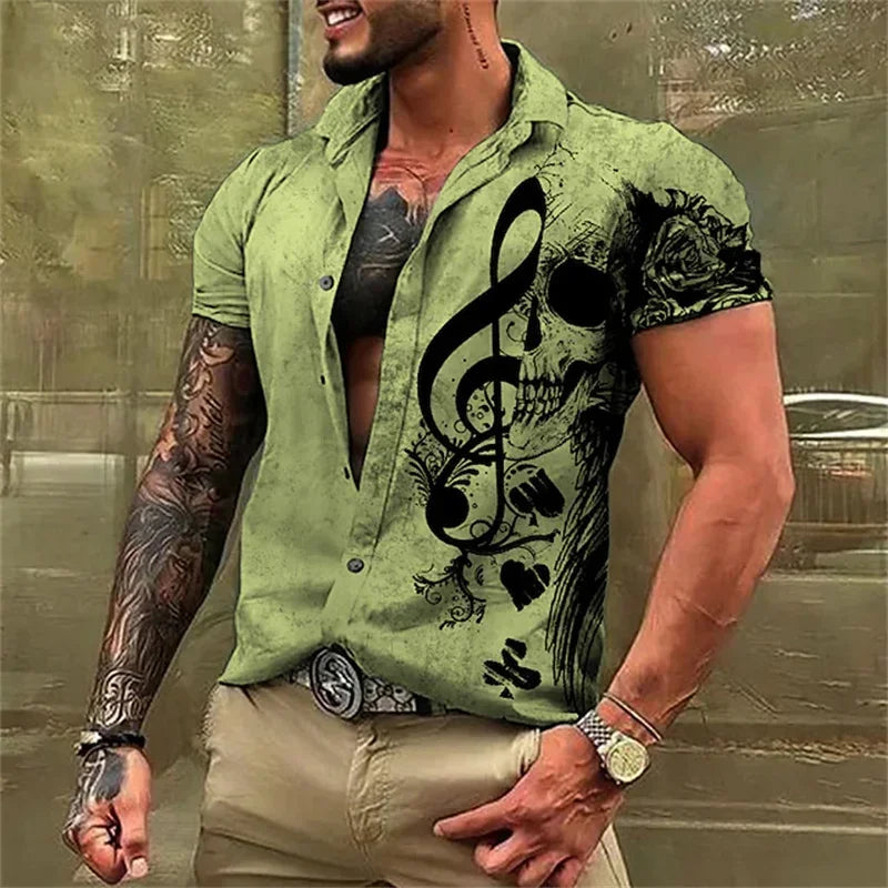 Aloha Musical - Camisa Havaiana com Notas Musicais