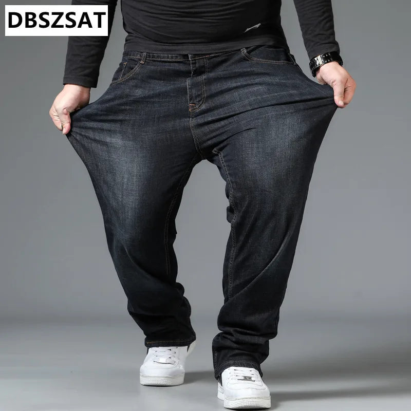 Calça jeans masculina de tamanho grande, faixa elástica, calça grande, cintura alta, calça jeans masculina, marido plus size, gorda, n ° 40