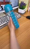 Organizador semanal da caixa da pilha com garrafa de água, 600ml, caso portátil do suporte das vitaminas da pilha de 7 dias, garrafa de beber ao ar livre 2 em 1