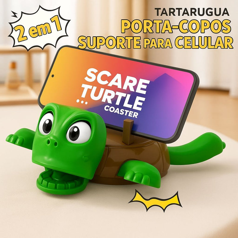 2 em 1 panicked tartaruga coaster engraçado suporte do telefone material plástico copo esteira almofada de isolamento casa decorativa copo almofada suportes de caneca